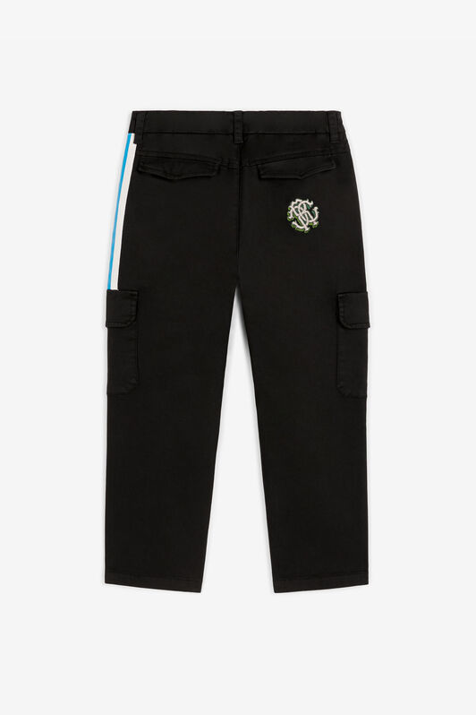 JU RC Monogram-Embroidered Cargo Trousers JU RC Monogram-Embroidered Cargo Trousers Black RJT20P-CE035