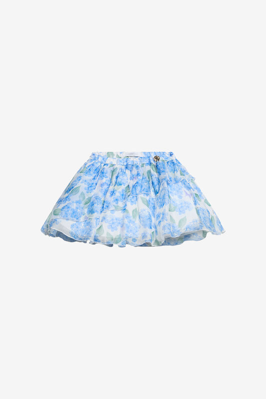 JU Plumago Print Silk Blend Skirt WHITE/BLUE WJT301-CTR13