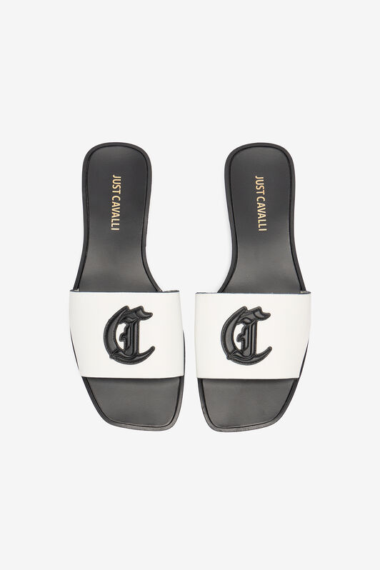 JC Mules Avec Monogramme JC Blanc UFS071-UF393