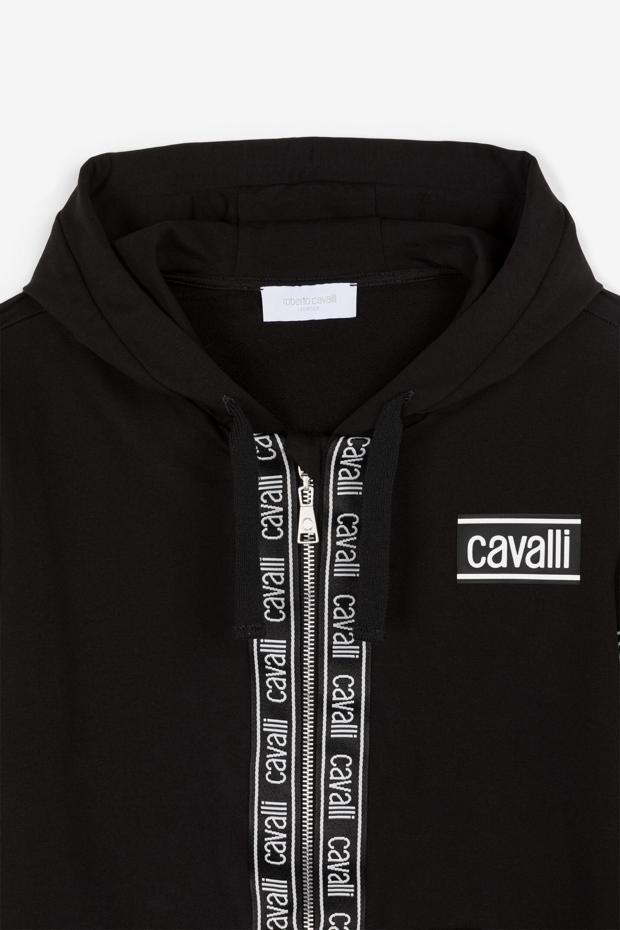 Logo Stripe Zip Hoodie in Black for Men Roberto Cavalli