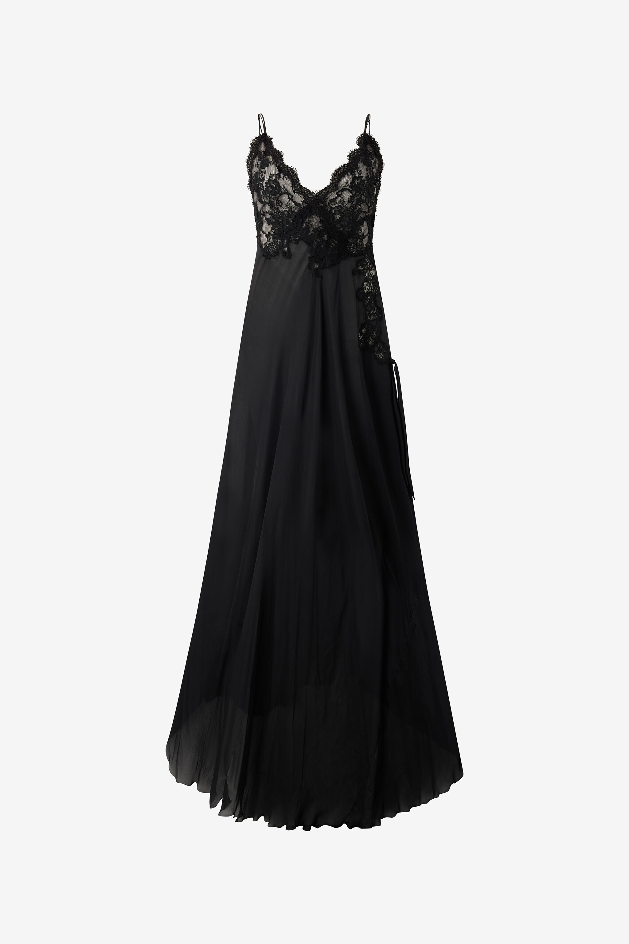 RC Extra-Long Black Silk Dress Noir VWT124-CC001