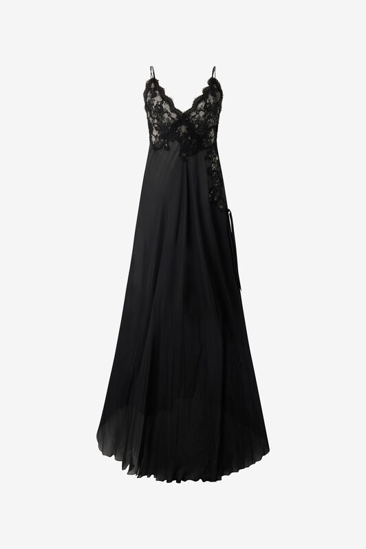 RC Extra-Long Black Silk Dress Noir VWT124-CC001
