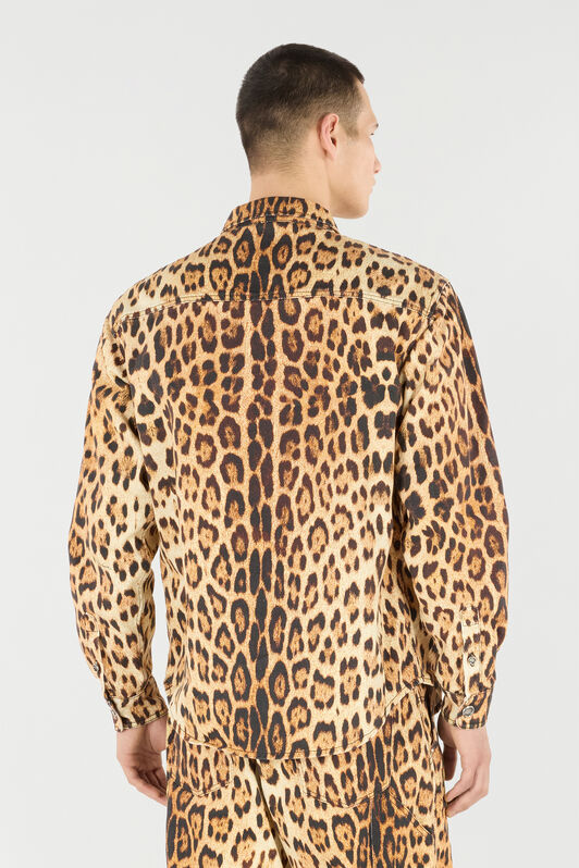 RC Cotton Shirt with Jaguar Skin Print RC Cotton Shirt with Jaguar Skin Print Brown VRJ728-4NP73