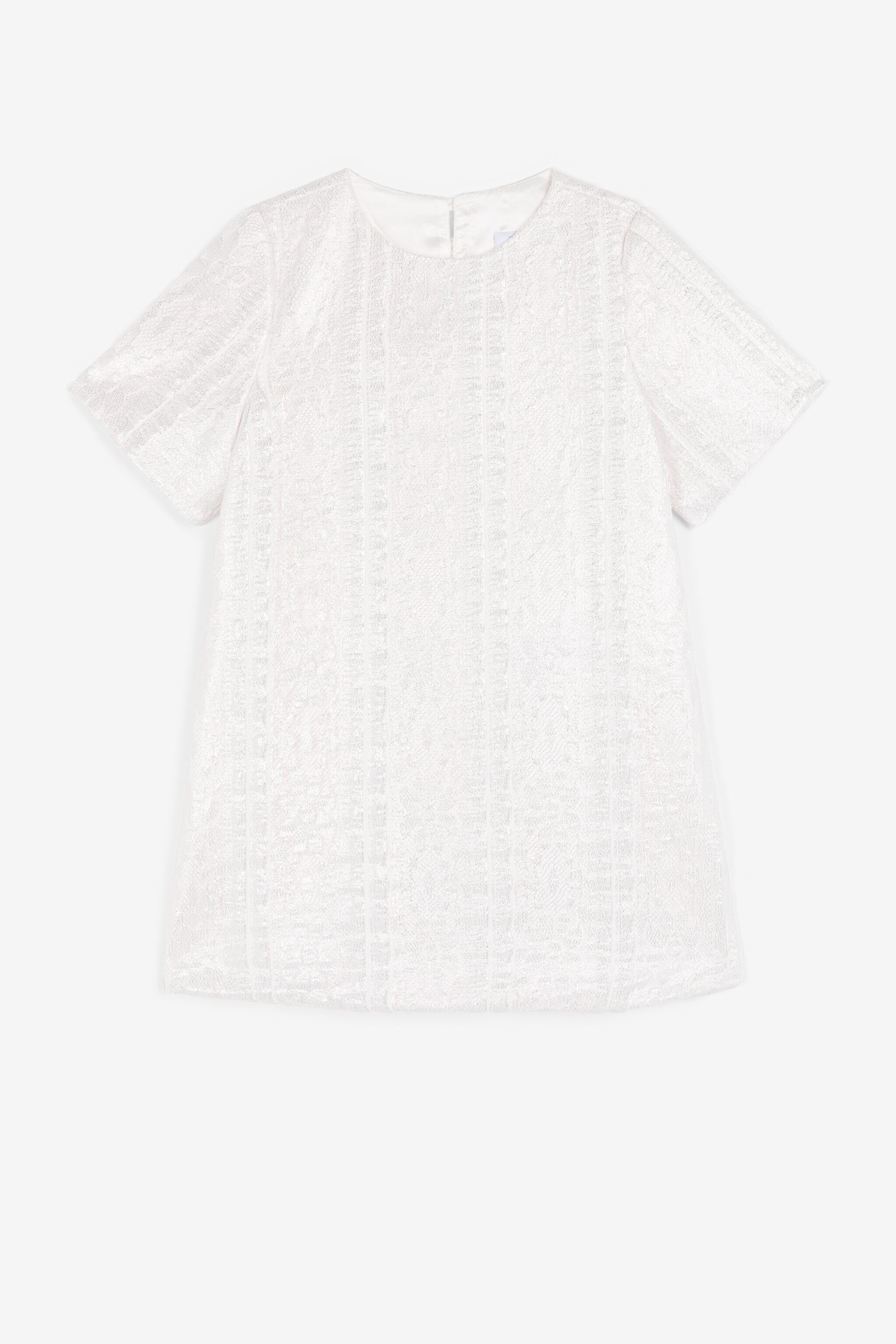 JU Metallic-Jacquard Dress White NJT116-RP076