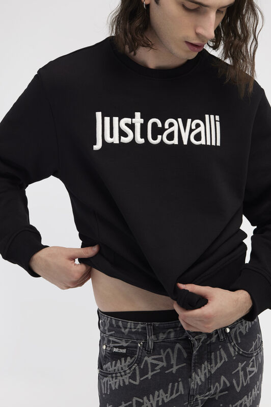 JC Just Cavalli Logo Sweatshirt Schwarz RRT971-RR233