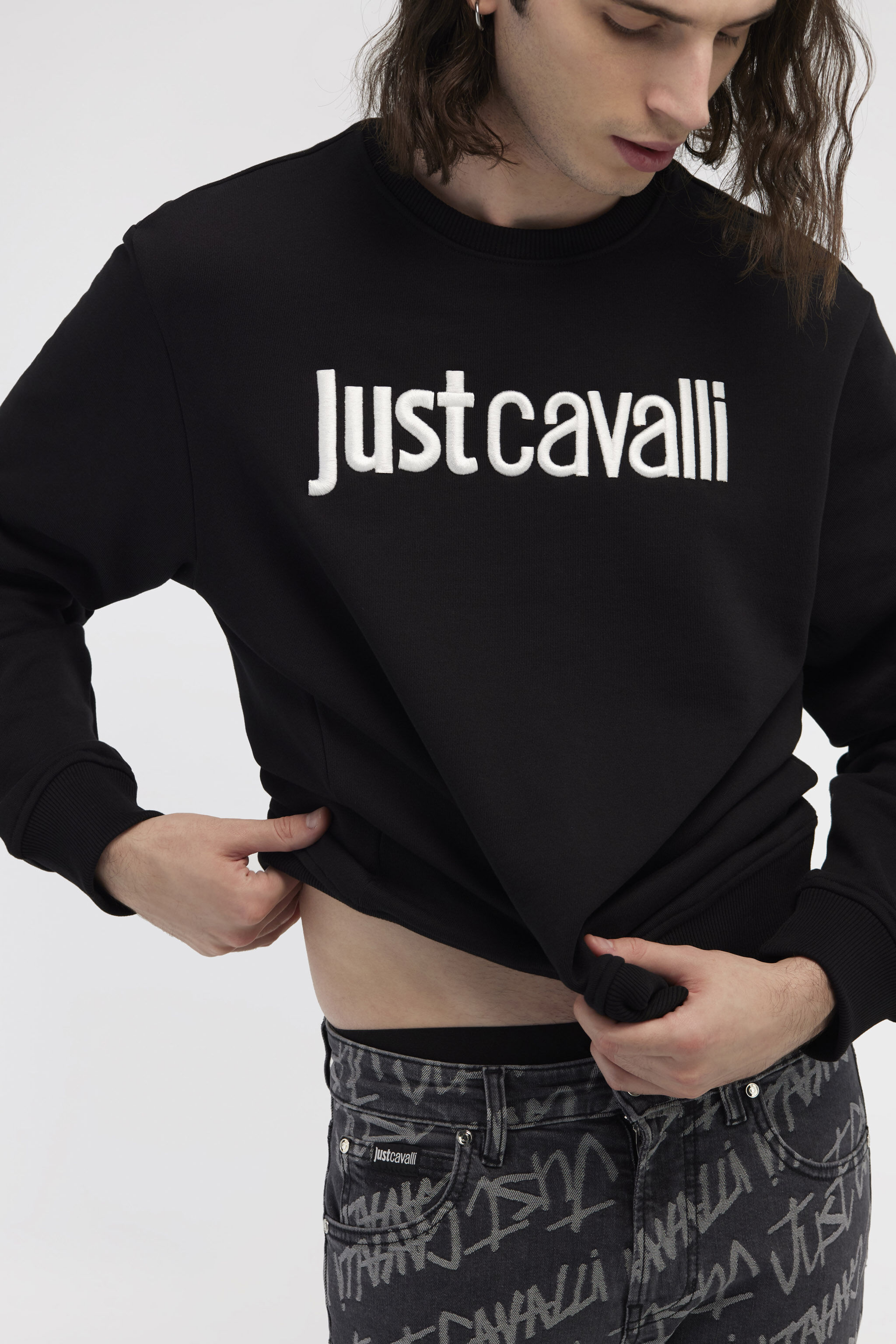 JC Just Cavalli Logo Sweatshirt Schwarz RRT971-RR233