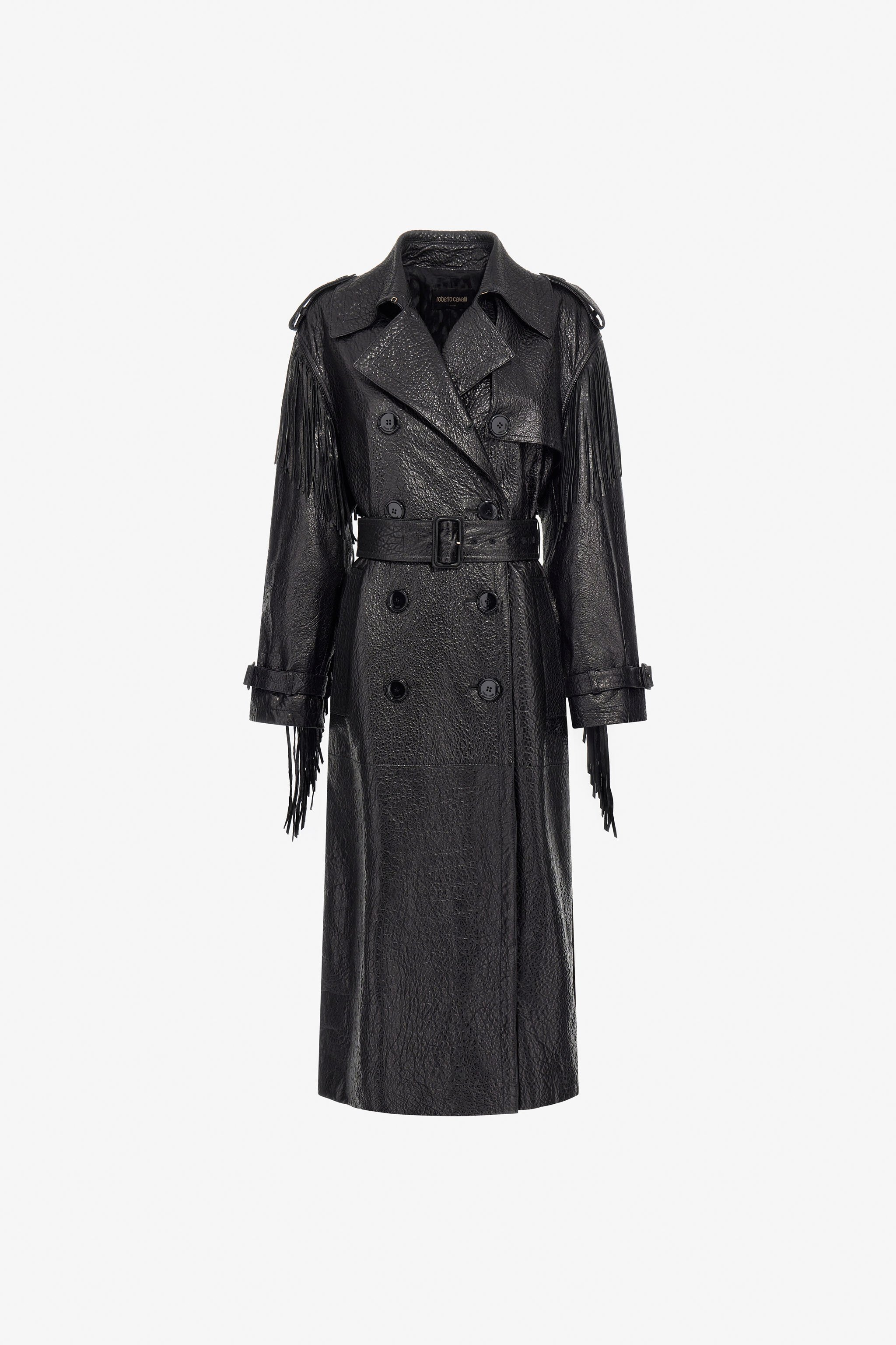 RC Trench in Pelle con Frange Nero TKP500-PN002