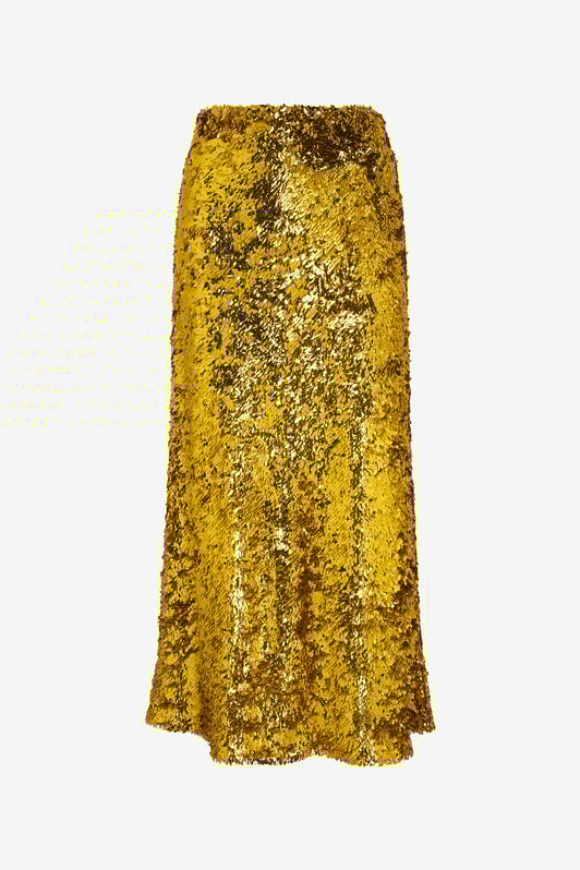 RC Midi Skirt with Gold Sequins YELLOW WQT306-FT014