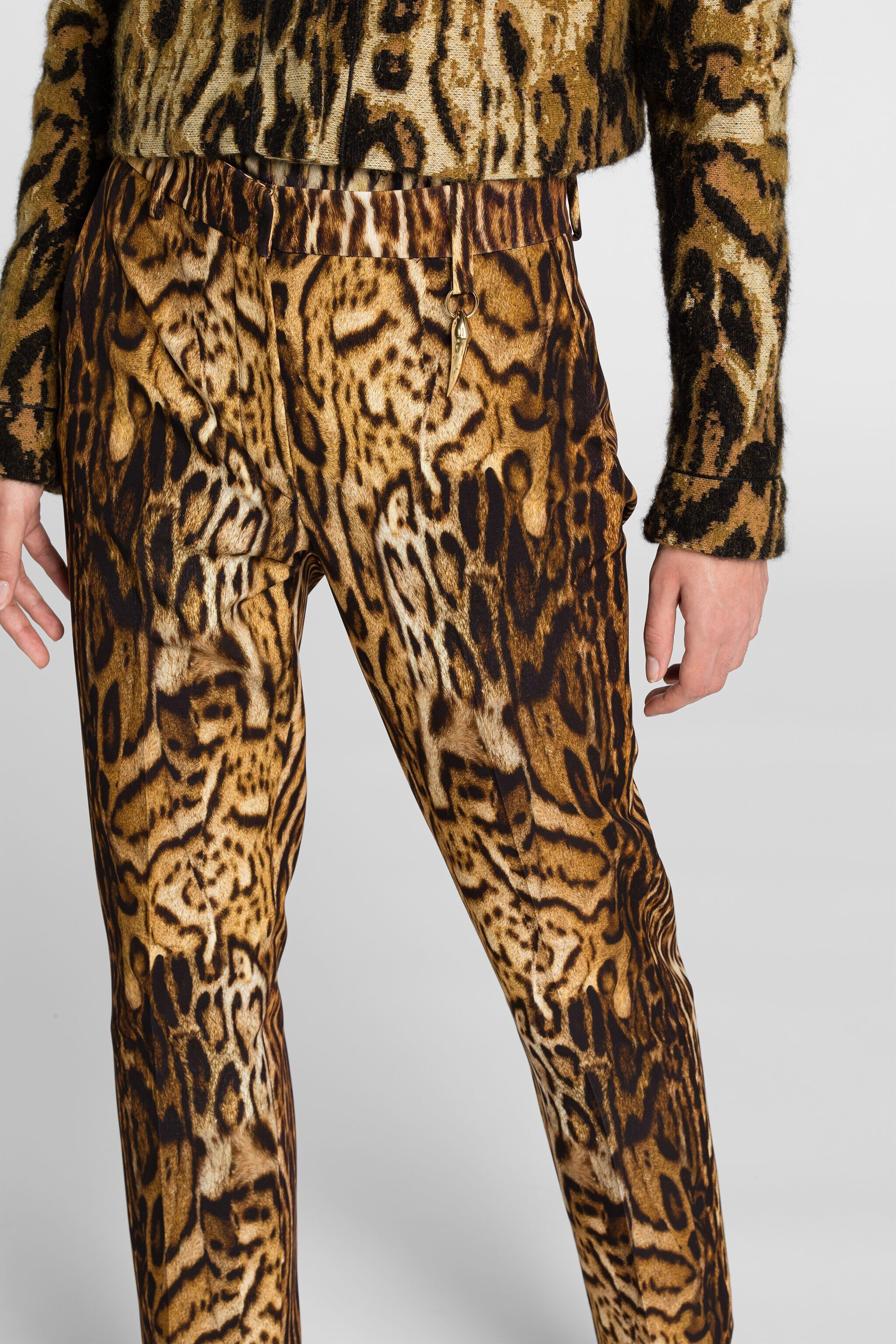 RC Ocelot-Print Straight-Leg Trousers Light brown PKT201-7OE37