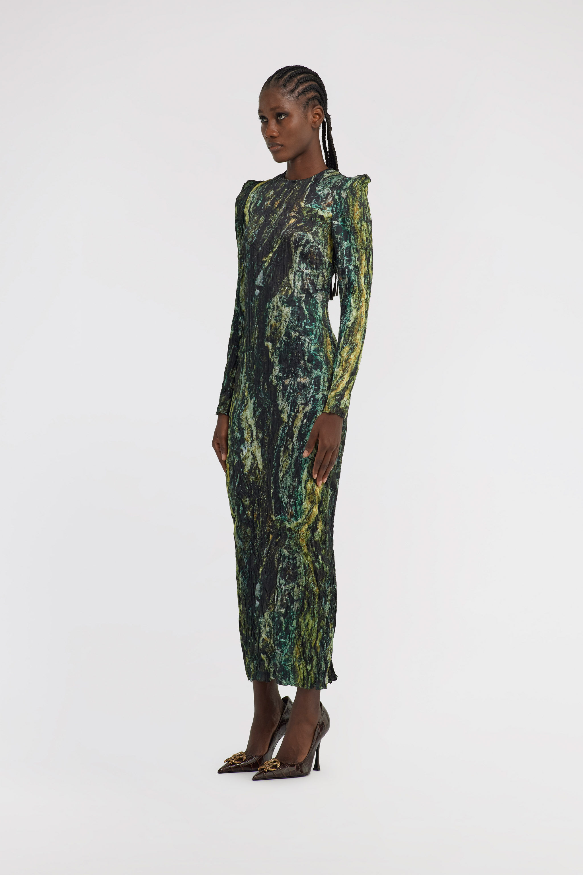 RC Marble print long Dress Verde oscuro TWT106-7NN20