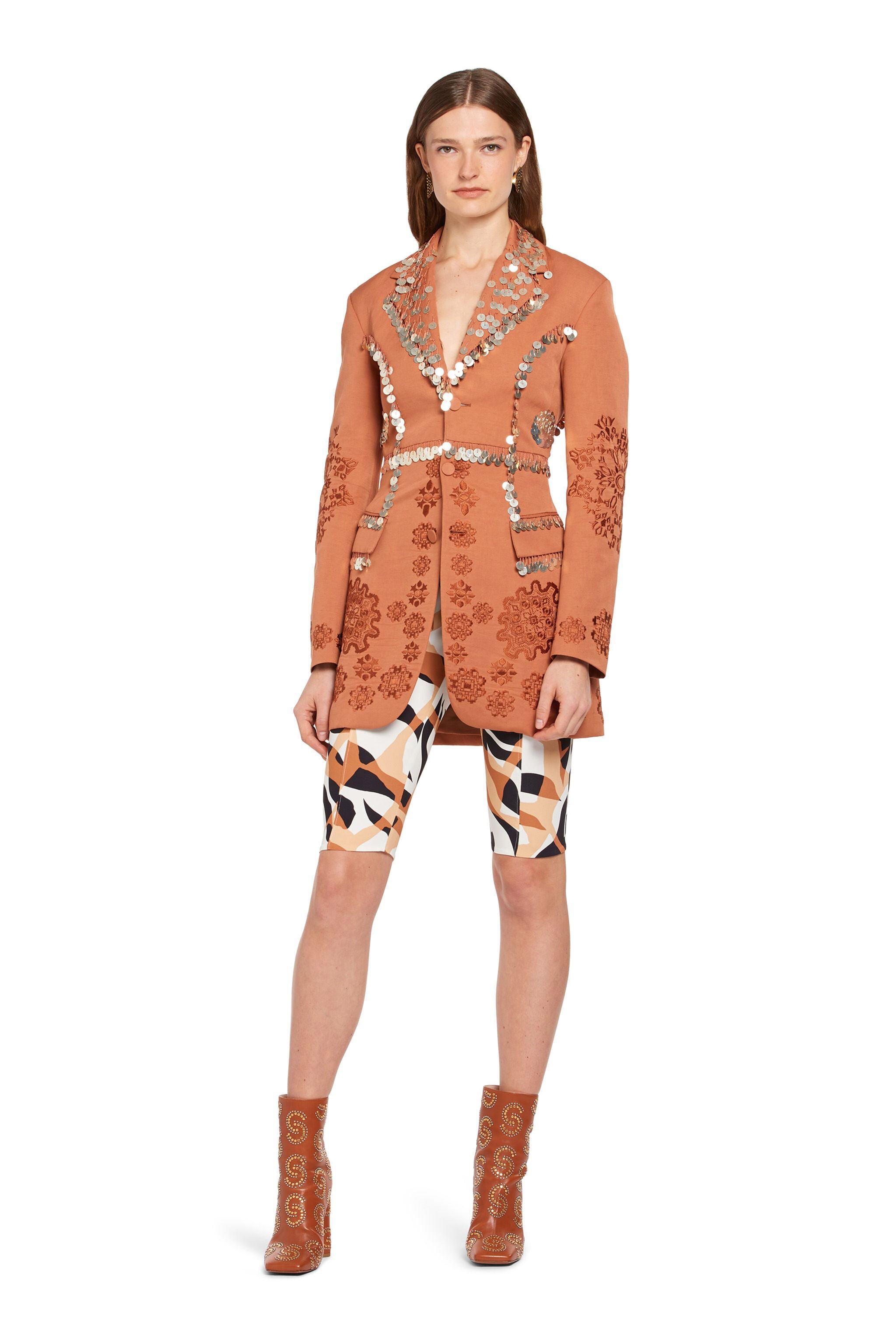 RC Paillettes embroidered tailored jacket Marrón IWR412-LG026