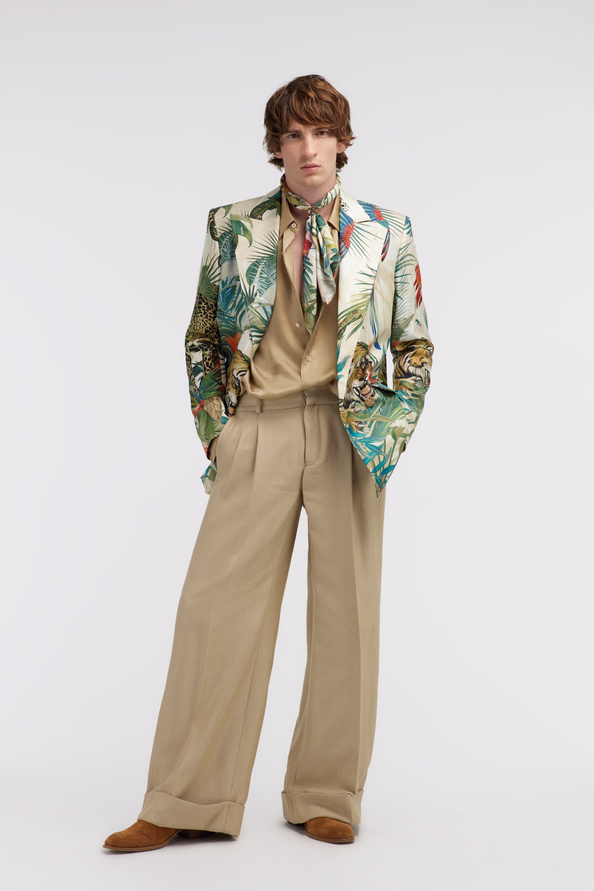 RC Camicia Beige Con Monogram RC Marrone chiaro SRT715-FLJ03