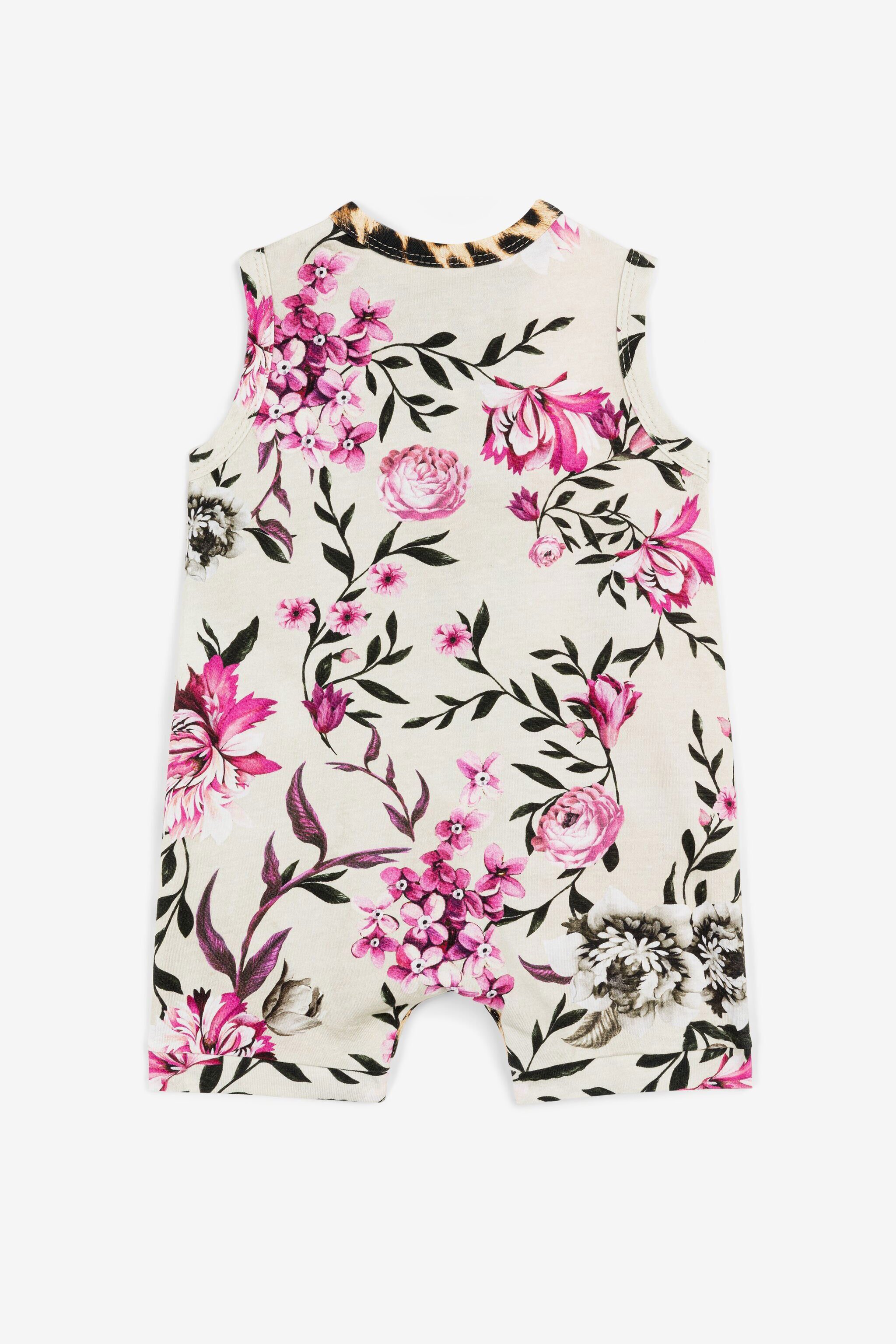 JU Logo-Embroidered Patchwork-Print Romper Light brown OJT810-ISA2J