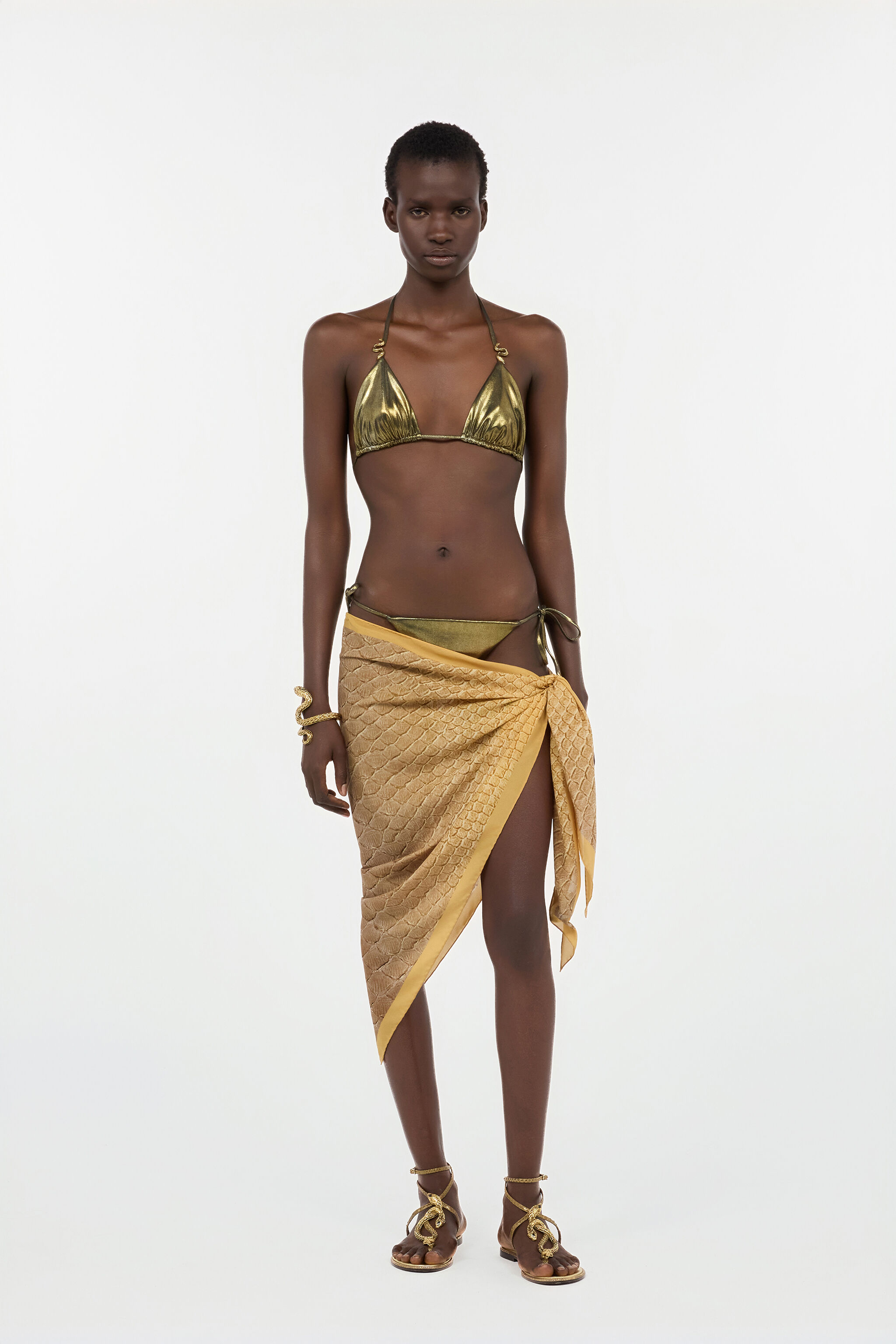 RC Silk Pareo with Beige and Sand Scale Print BEIGE/SAND WWI005-SQS31