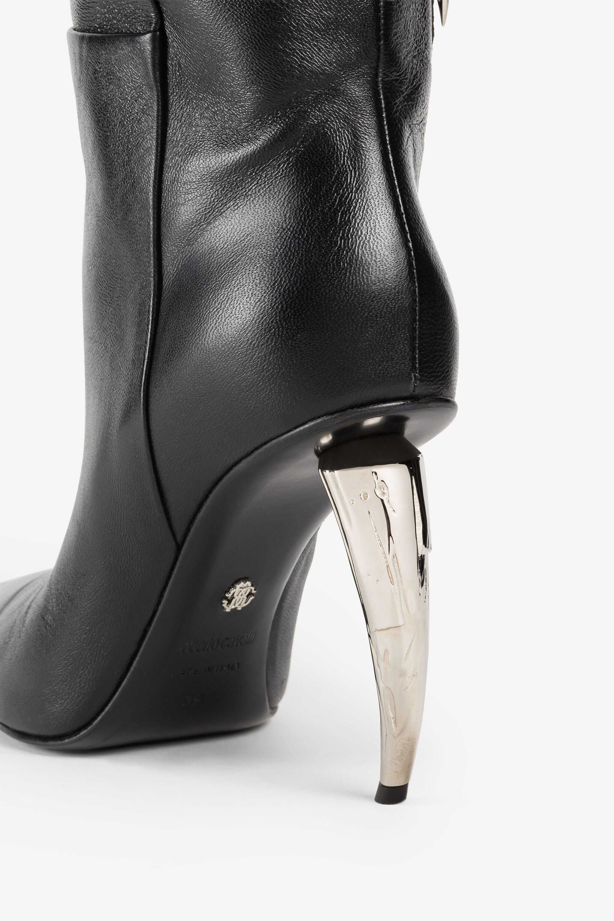 RC Tiger Tooth Leather Thigh-High Boots Black PWS002-PN039
