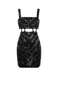 ${brand} Leopard Bead-Embellished Mini Dress ${colorDescription} ${masterID}