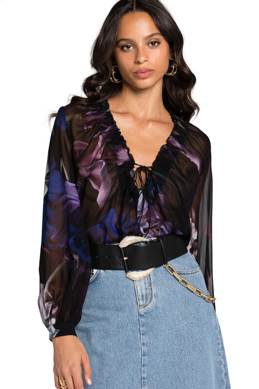 RC Floral-Print Silk Shirt RC Floral-Print Silk Shirt Lila KOT70A-FVS02
