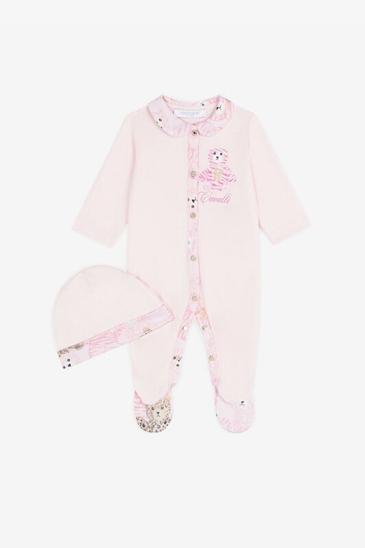 JU Teddy Bear-Print Cotton Babygrow Set Pink RJT830-JD001