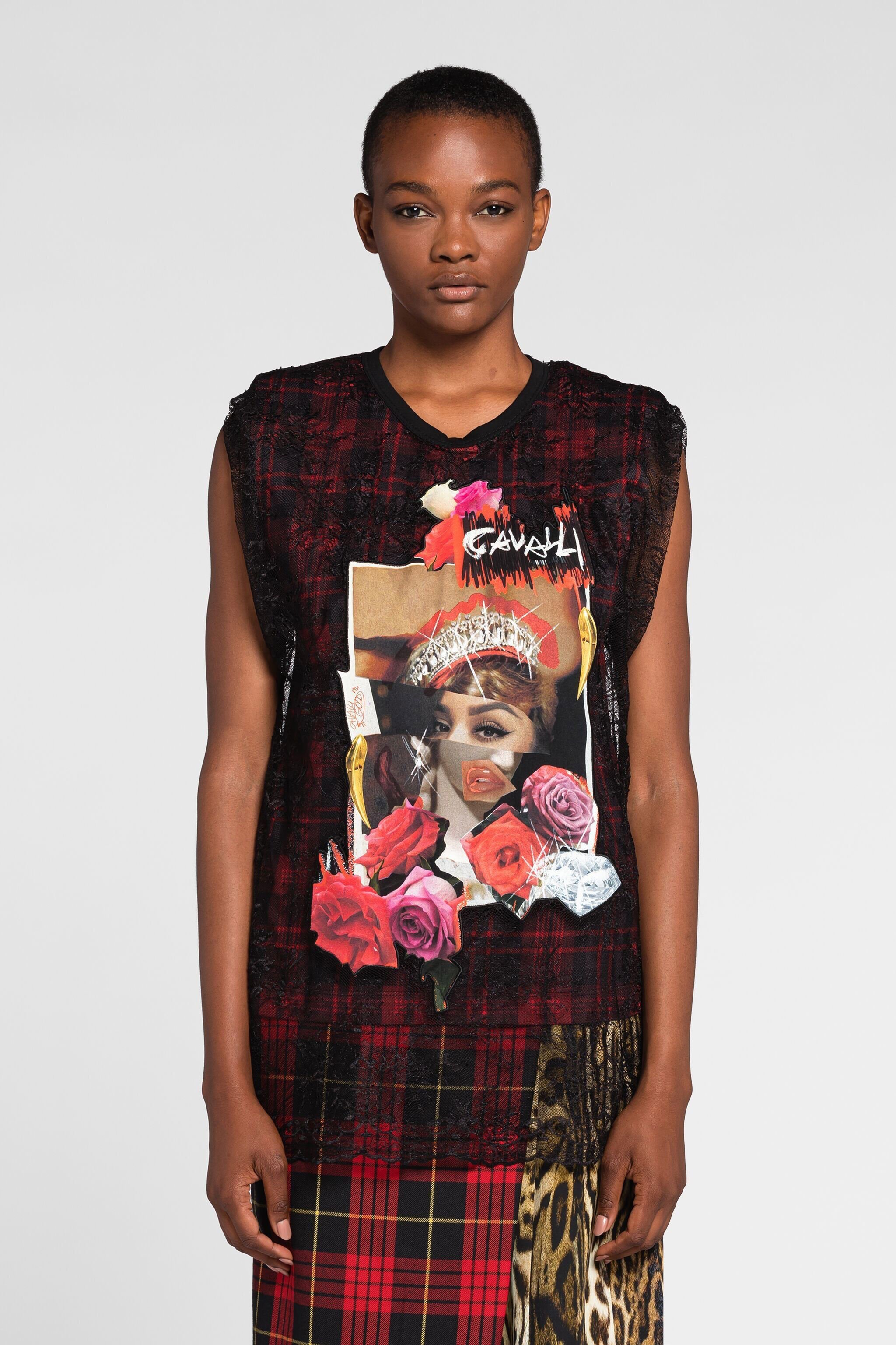 RC Hybrid-Print Tartan Oberteil Schwarz/Rot PKT61E-RP001