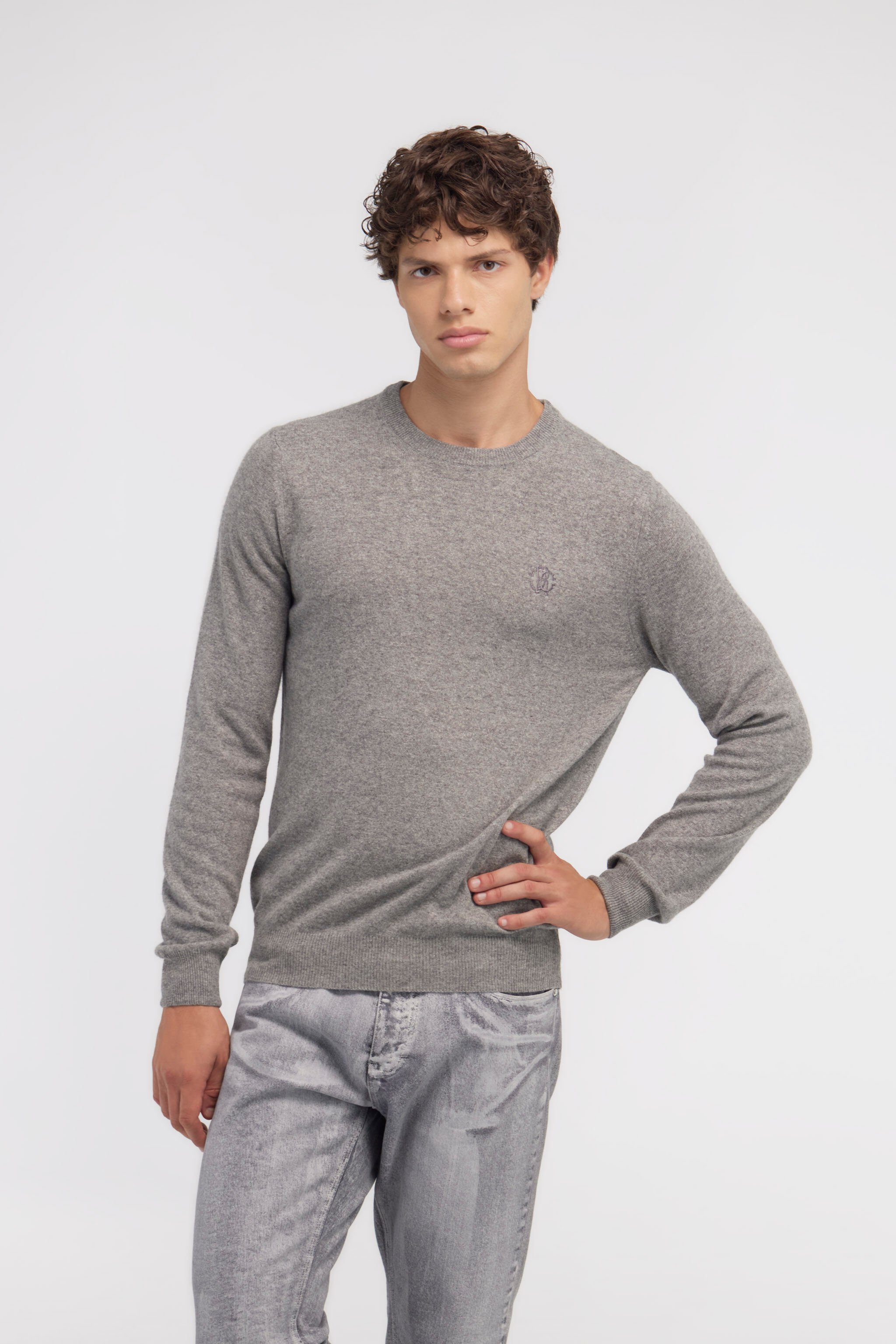 RC Wool sweater with Monogram Mirror Snake Grau NOM01A-MI014