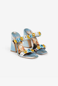 ${brand} Pantoletten mit Kristallverzierung und Malerei-Print ${colorDescription} ${masterID}