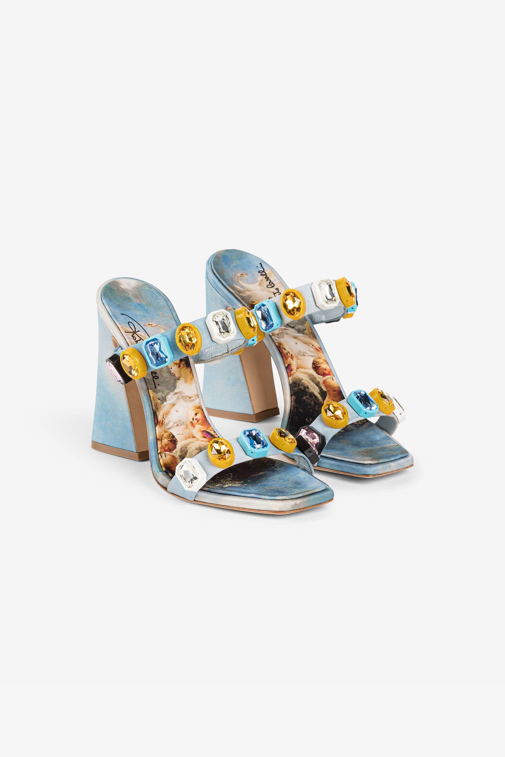 RC Sandali con stampa e cristalli Azzurro RYS001-AB301