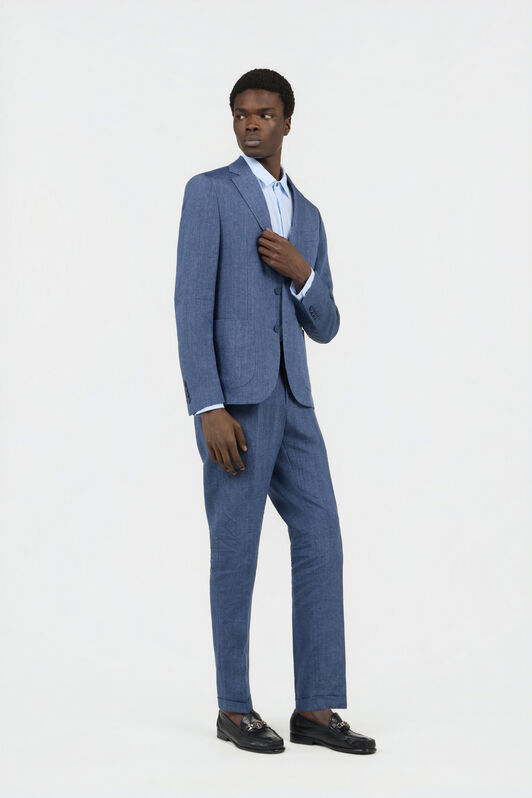 RC Costume Tailleur en Lin Bleu LIGHT BLUE QOT40P-1NO01