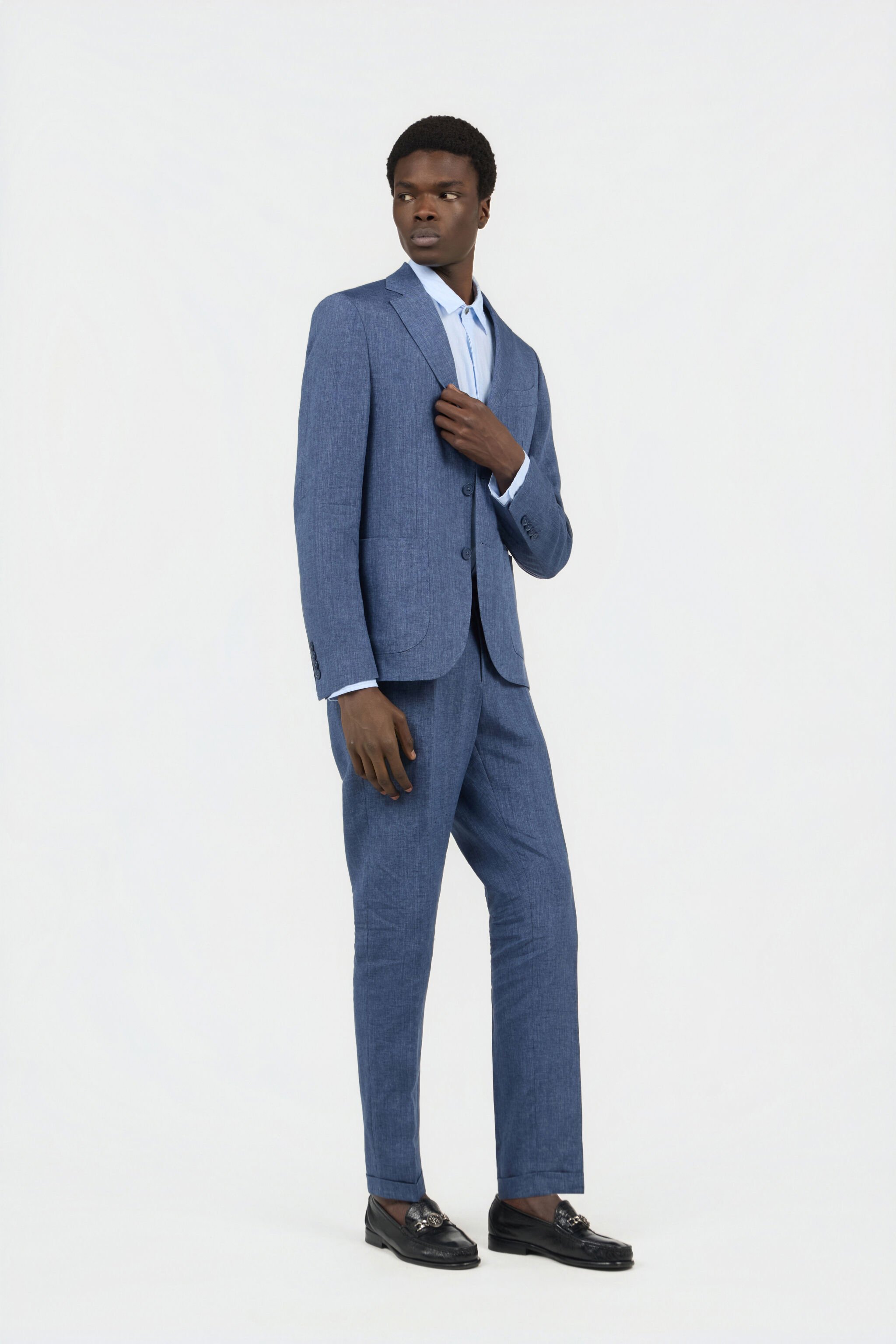 RC Costume Tailleur en Lin Bleu LIGHT BLUE QOT40P-1NO01