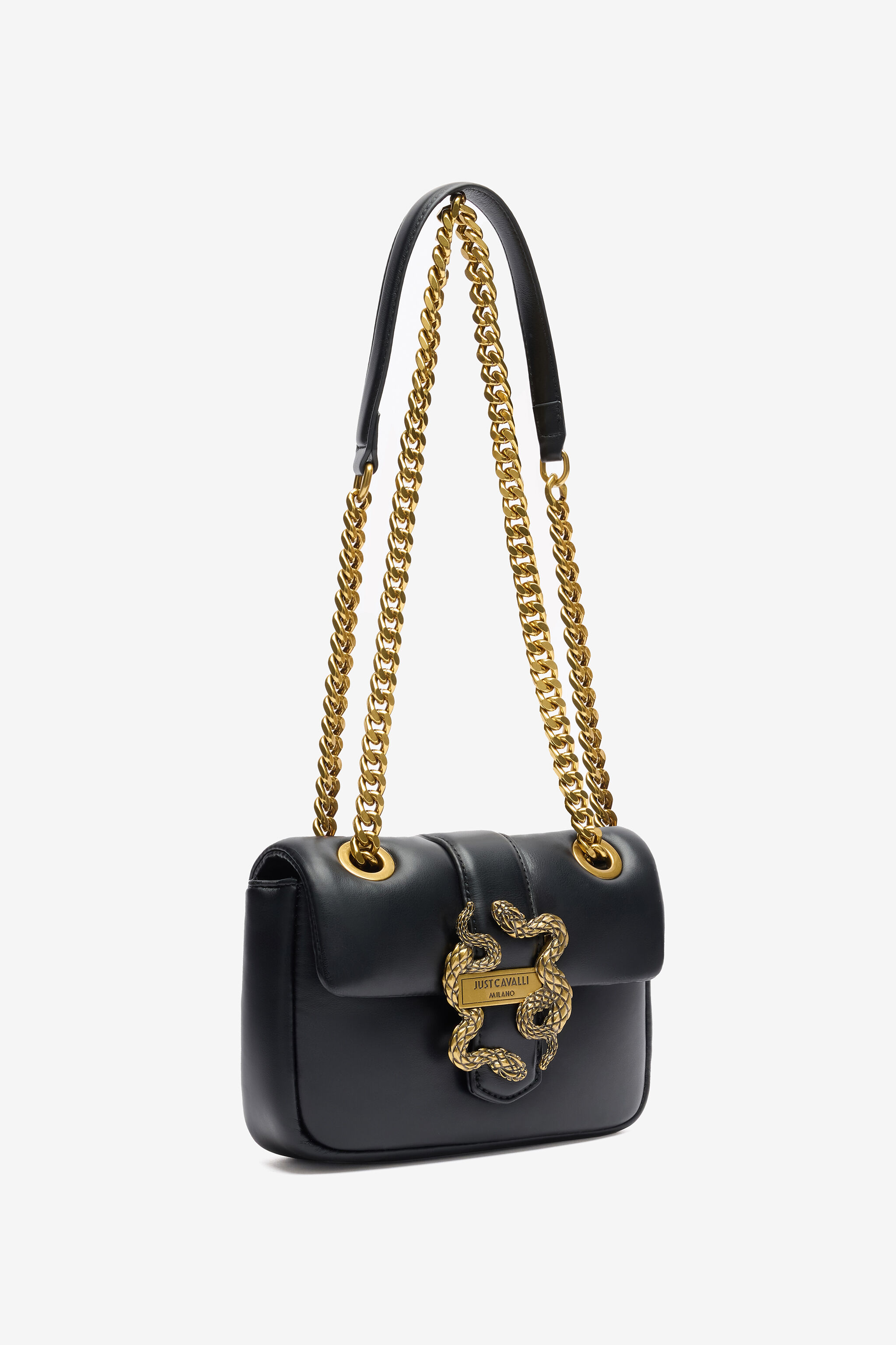 JC Bolso Con Asa De Cadena Y Mirror Snake Negro TFB052-TF417