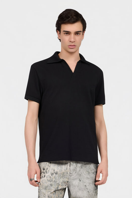 RC Polo Negro Con Cuello En V BLACK XNT64O-KB002