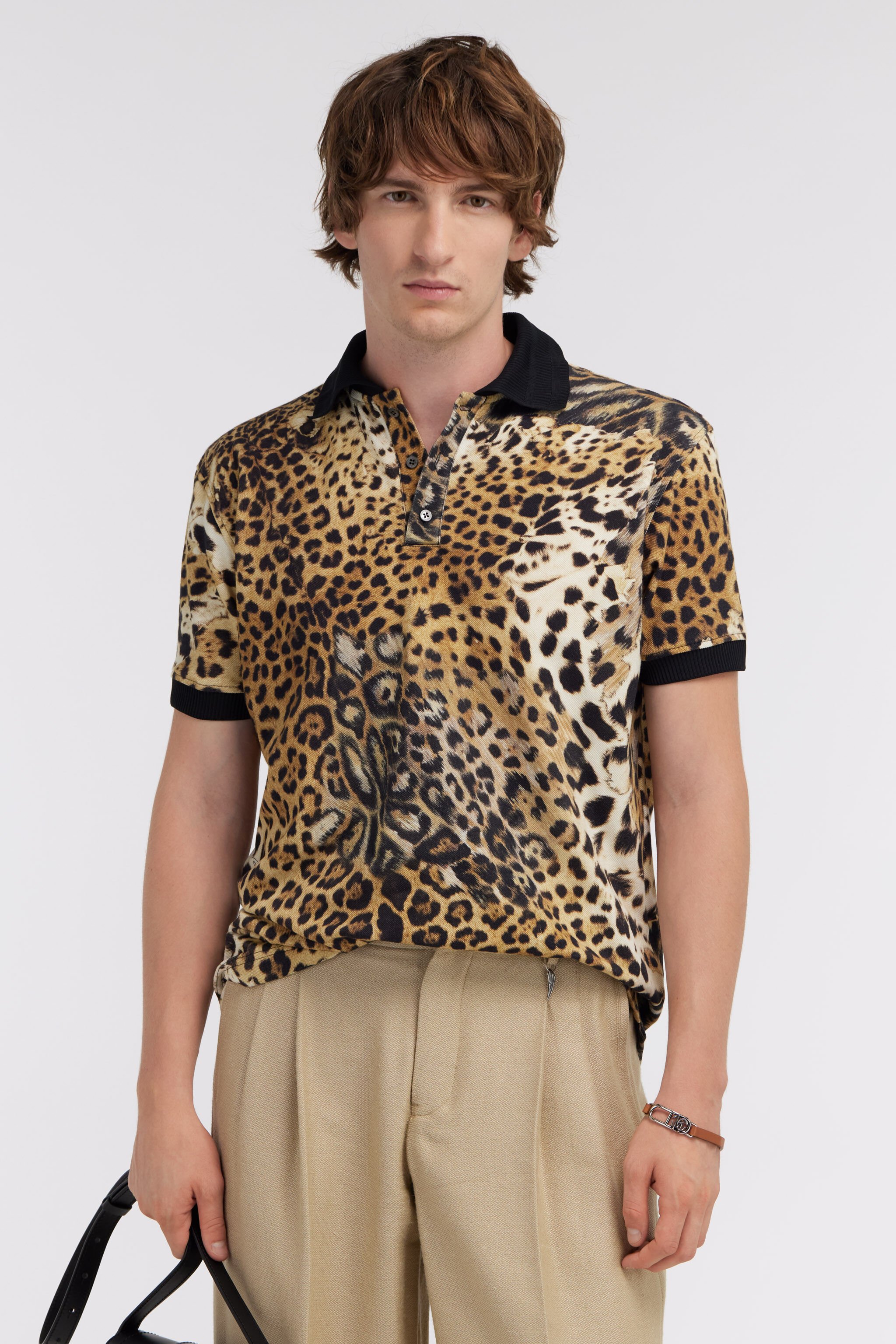 RC Polo with Jaguar Skin print Light Brown SRT64F-XKH22