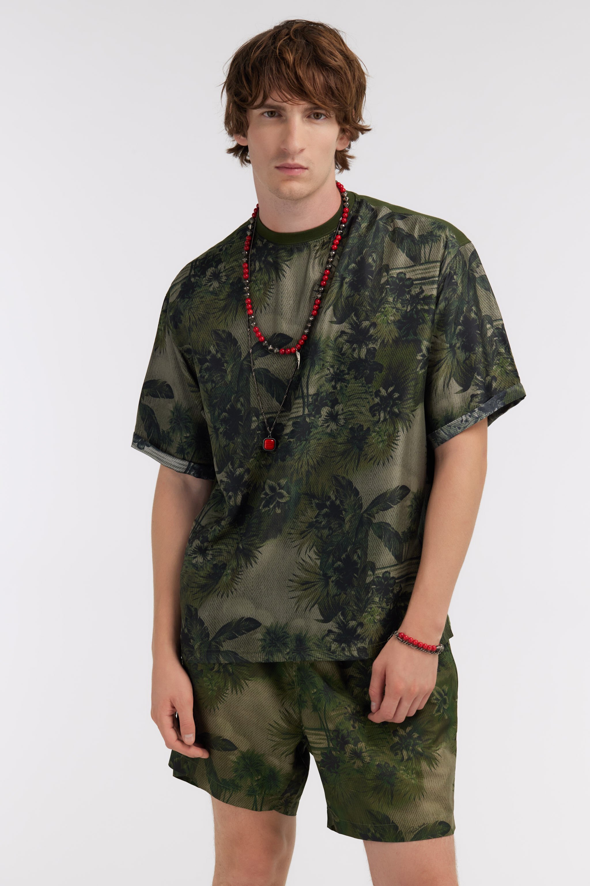 RC T-shirt with Hawaii Green print Dark green SRT62H-4QI84
