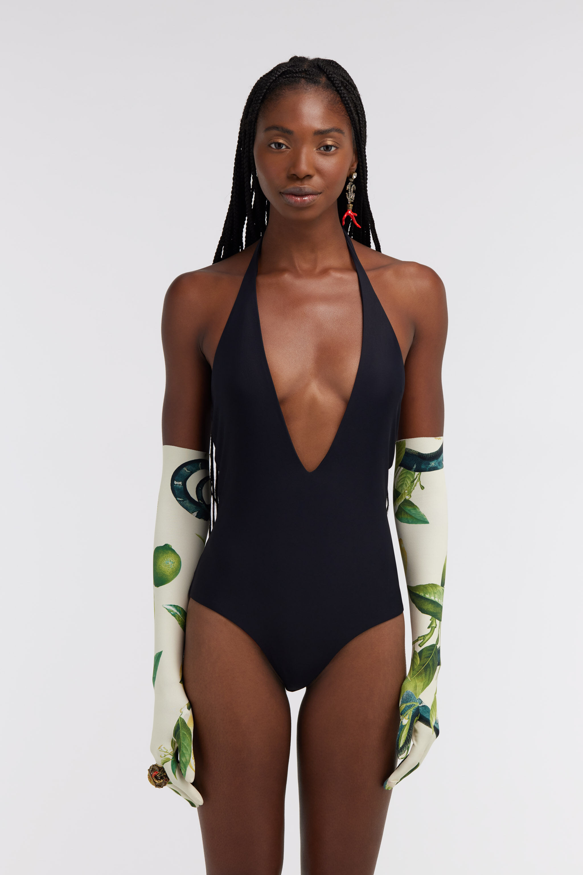 Flattering black swimsuit hotsell