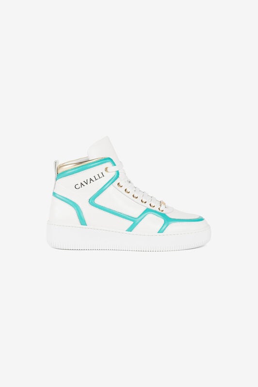 RC Logo-Print Hi-Top Sneakers RC Logo-Print Hi-Top Sneakers WHITE/ACQUA/GOLD/ORO OQS222-PZA25