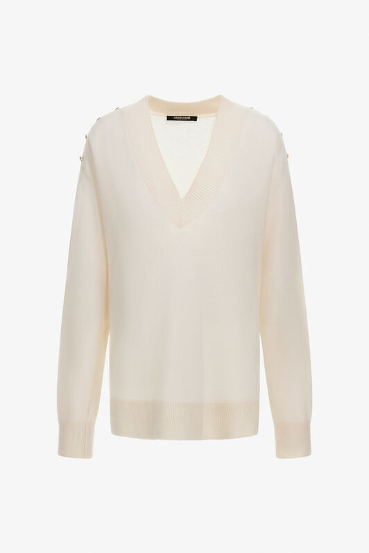 RC Sweater with V-Neck White TKM620-MQ001