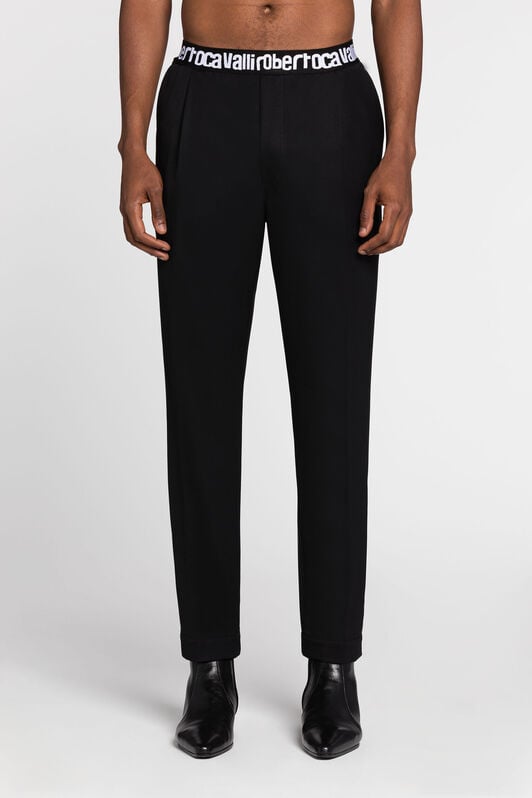RC Logo-Waistband Tailored Wool Trousers Black RRT230-VW020