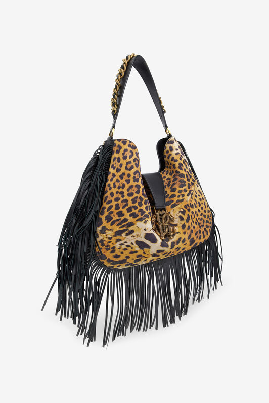 RC Shoulder bag with Monogram RC and fringes Hellbraun SKB005-PZC27