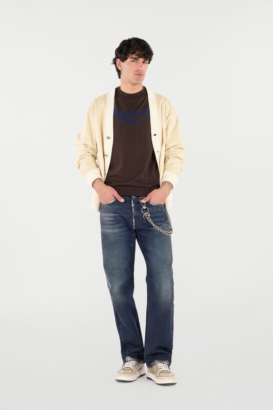 RC Sandblasted Effect Jeans with Chain Azul oscuro VRJ205-VT002
