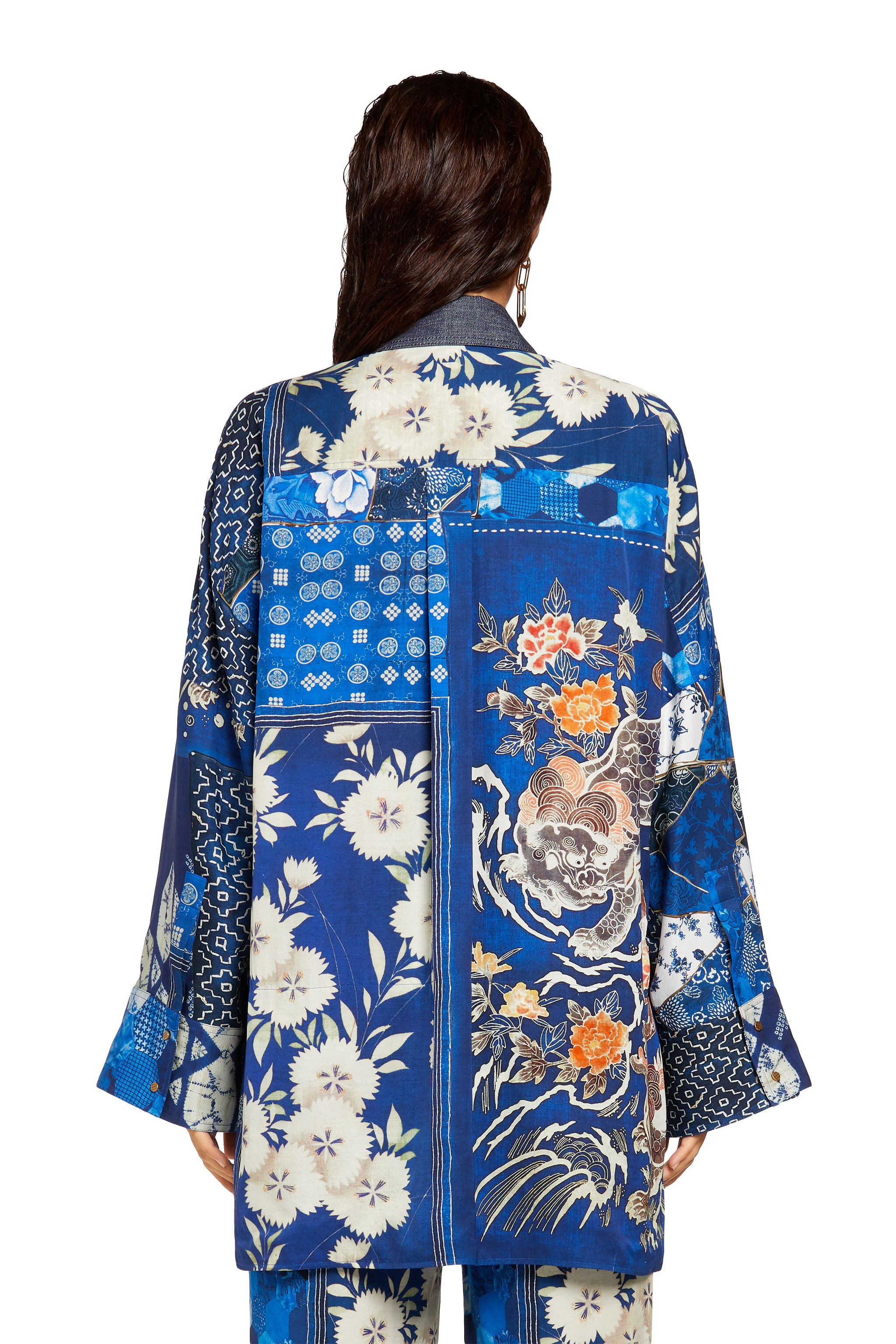 RC Patchwork buttoned blouse Blue MQT700-8QB03
