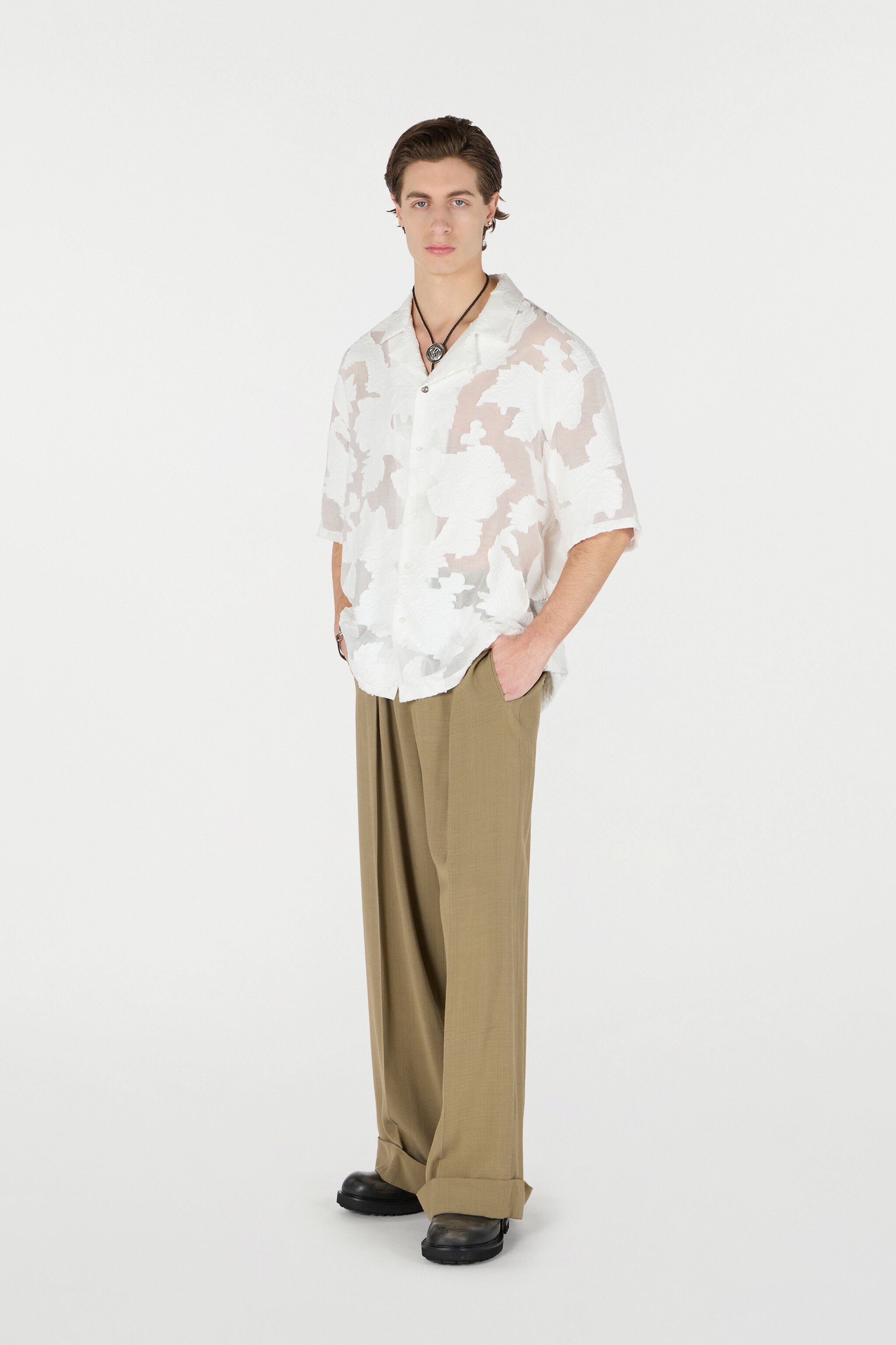 RC Bowling Shirt With Floral Pattern White URT760-FC021