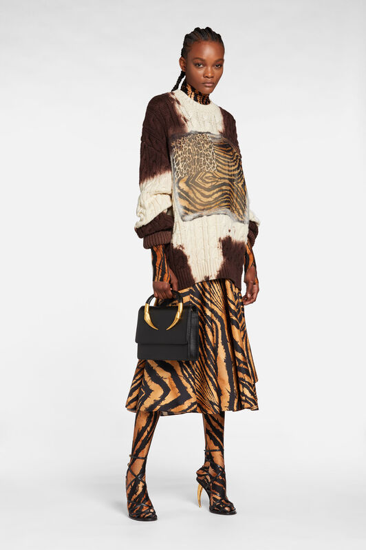 RC Maglione con motivo Animalier Patchwork Marrone scuro NNM604-MR001