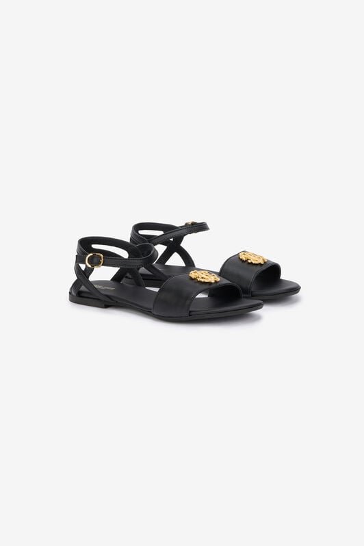 RC Black Sandal With Monogram RC RC Black Sandal With Monogram RC BLACK QOS01E-PZO12