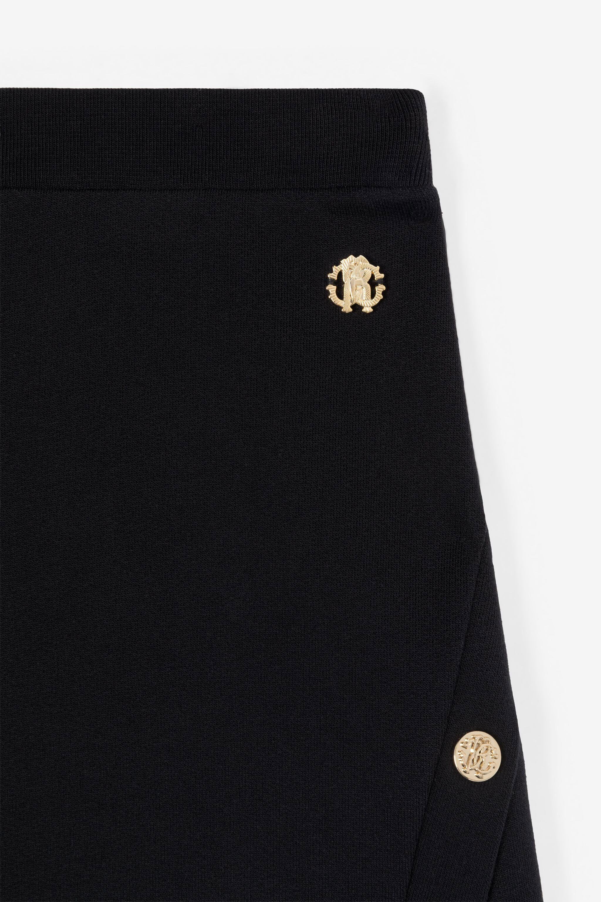 JU Button-Embellished Cotton Skirt Black RJT303-CF050