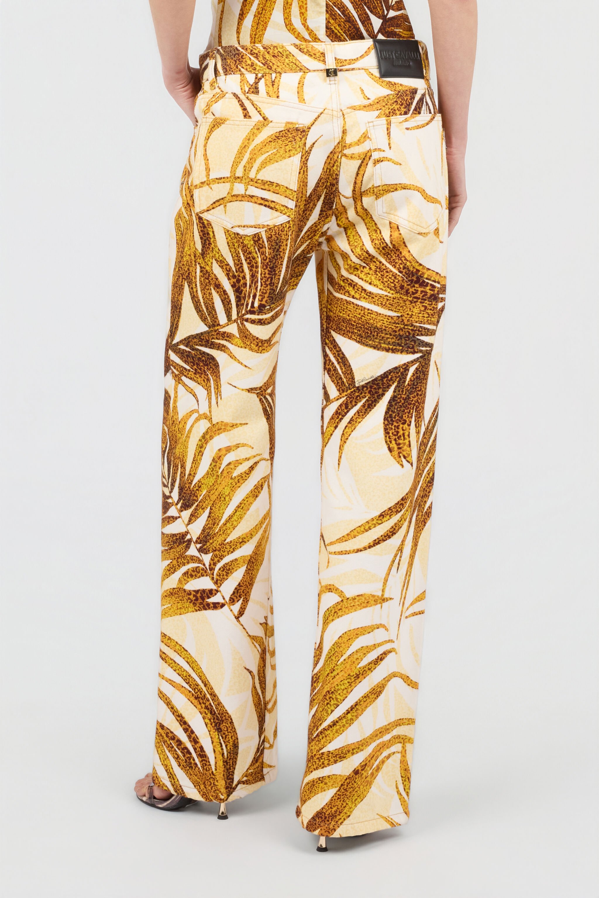 JC White Golden Palm Print Jeans DAFFODIL WFJ041-WF525