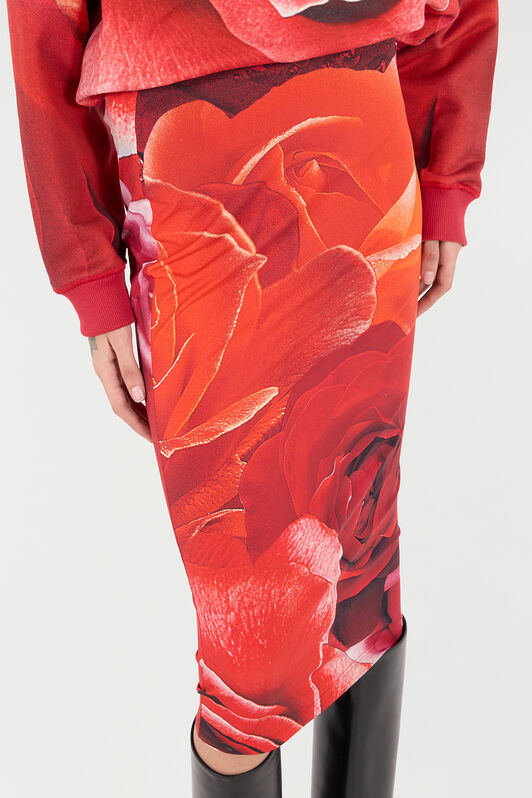 RC Pencil Skirt With Rose Print Red UKT300-LNN48