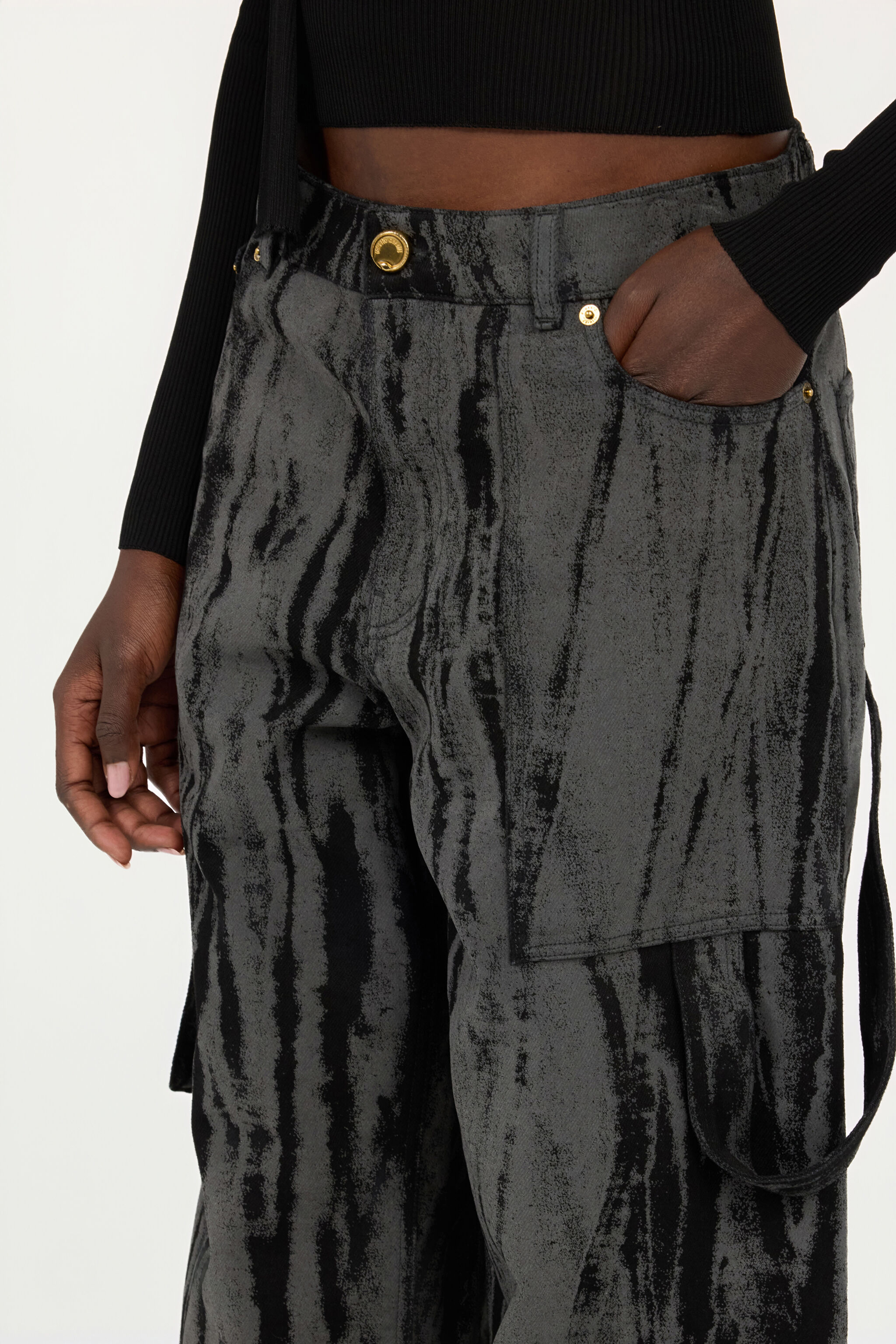 RC Black Jeans in Striated Effect Denim Noir VWJ250-DE013