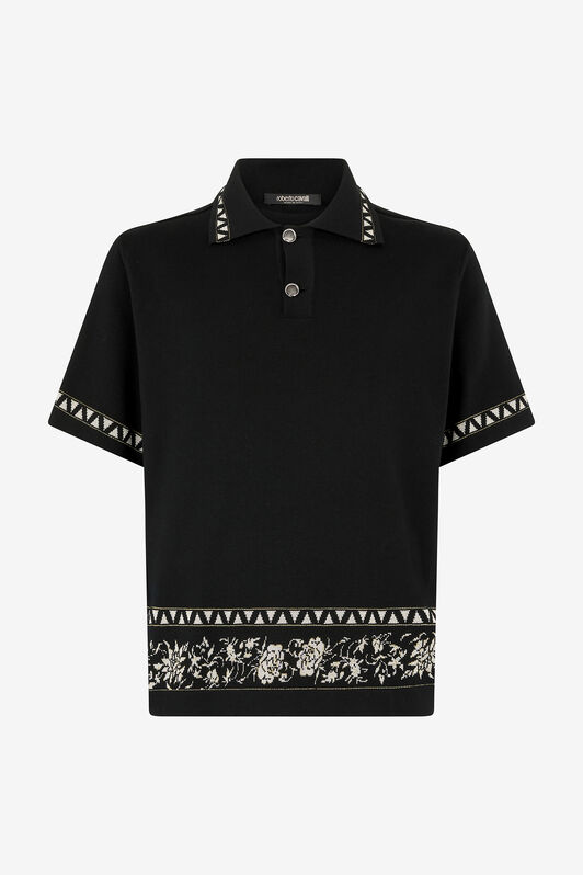 RC Knit Polo Shirt with Jacquard Motif Black VNM640-MQ027
