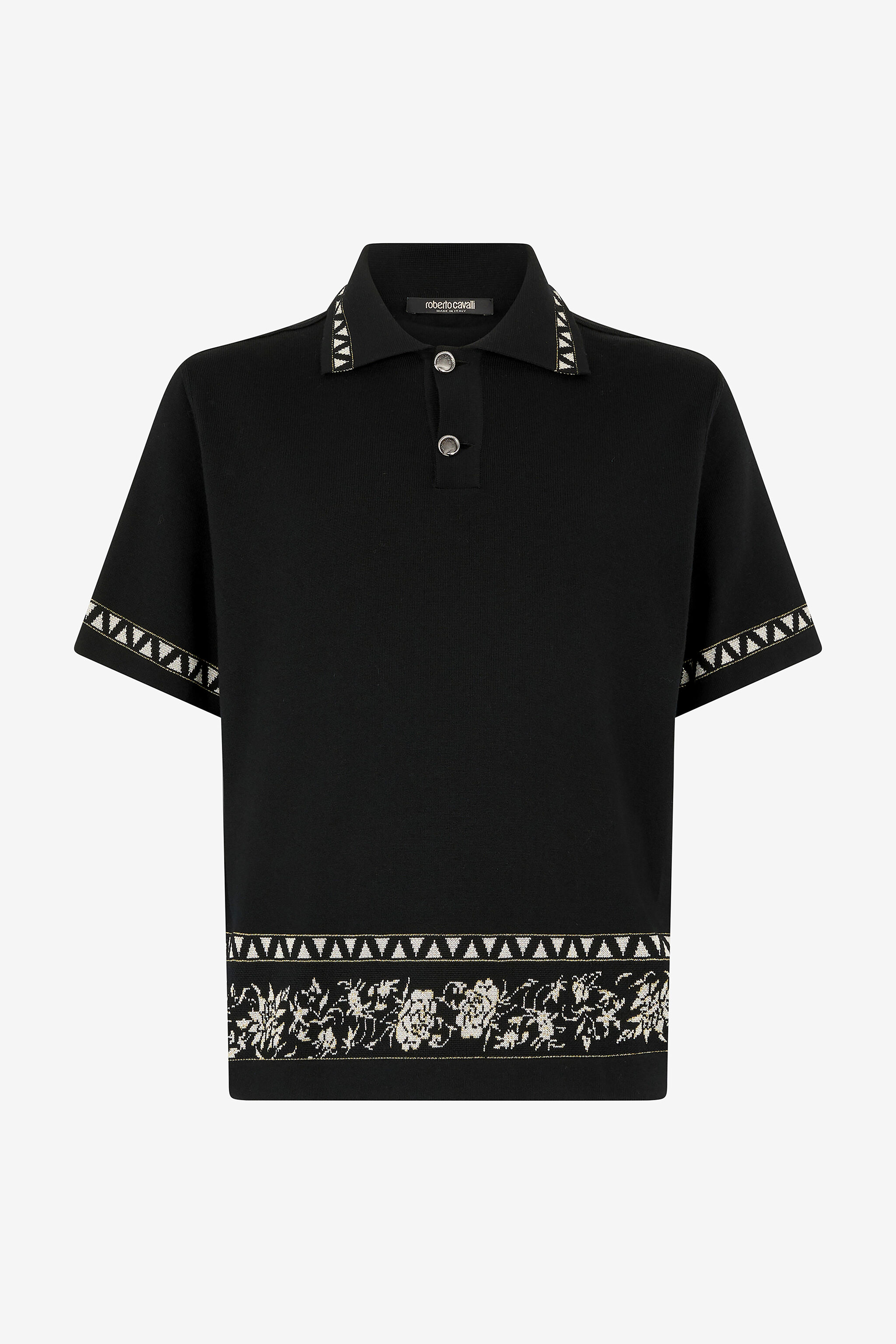 RC Knit Polo Shirt with Jacquard Motif Black VNM640-MQ027