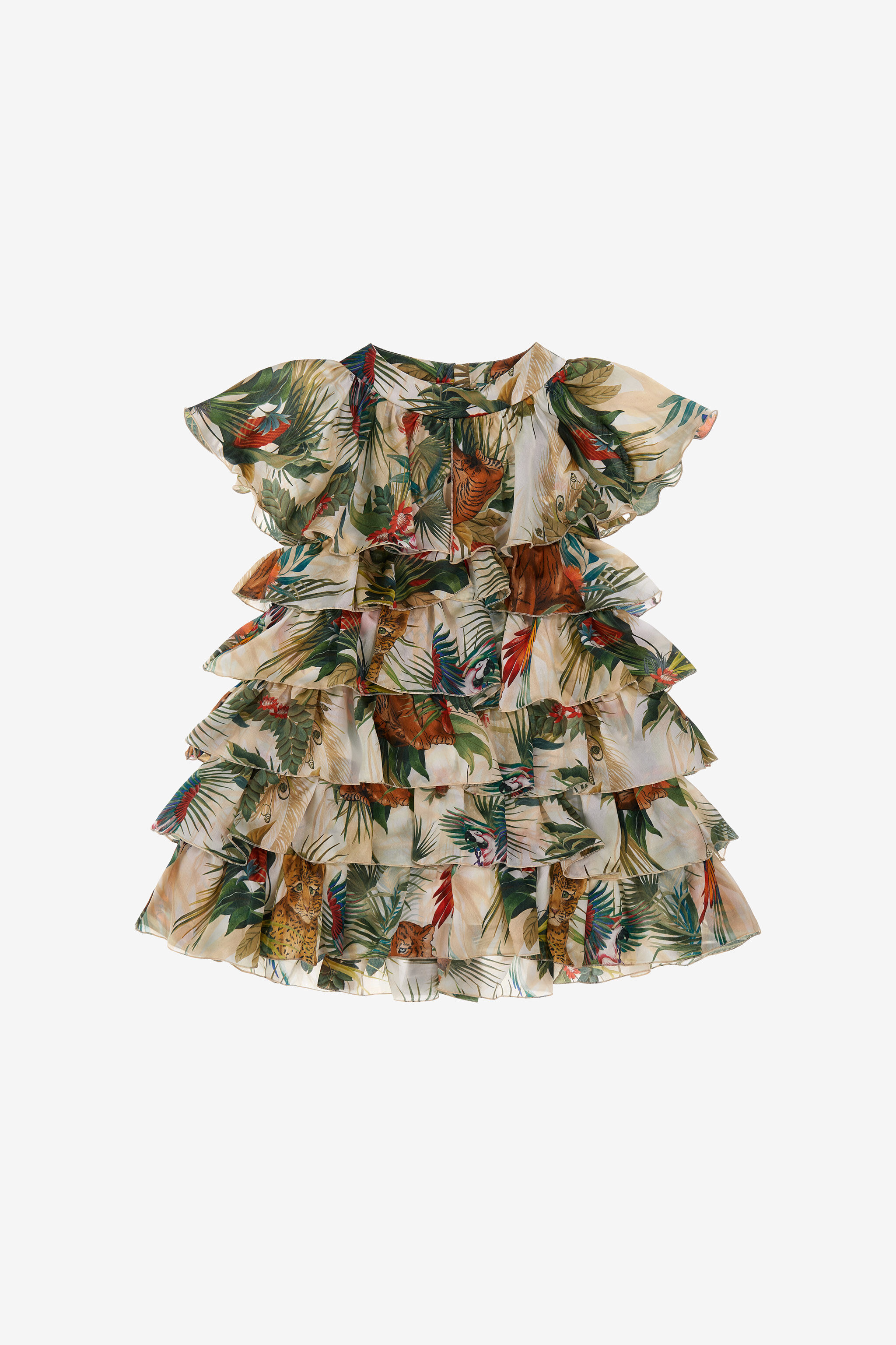 JU Ruffled Jungle-Print Dress MULTICOLOR SJT140-CTI96