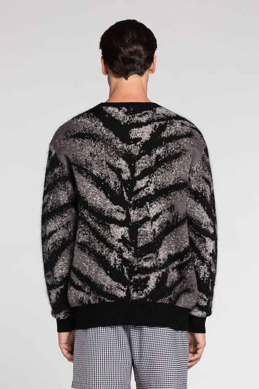 RC Pull à motif tigre en intarsia Gris RRM602-MA006